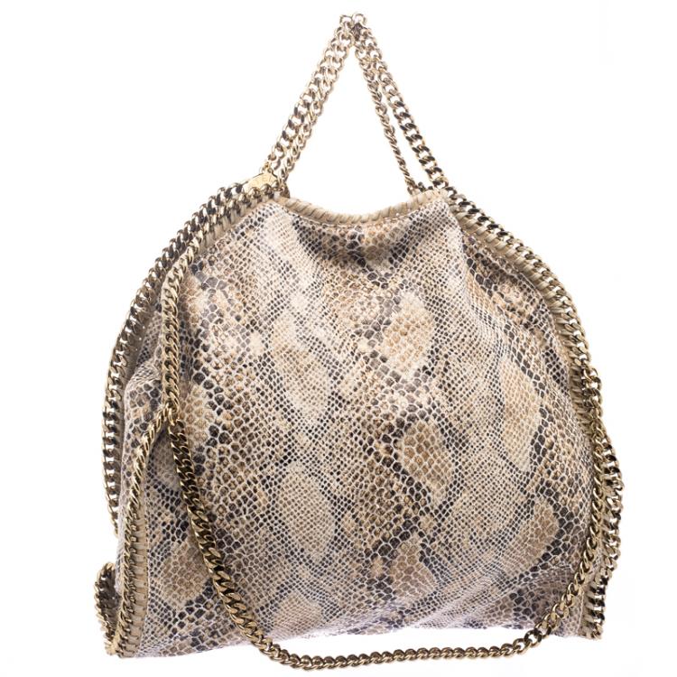 مملوكة مسبقًا Stella McCartney Beige Faux Python Small Falabella Tote