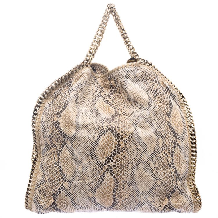 مملوكة مسبقًا Stella McCartney Beige Faux Python Small Falabella Tote