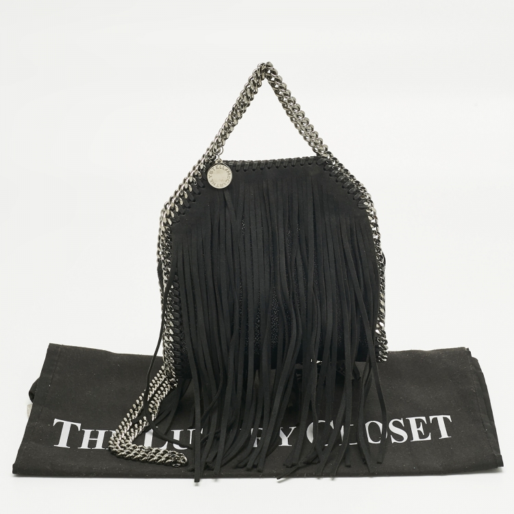 Pre Owned Stella McCartney Black Faux Suede Tiny Falabella Tote