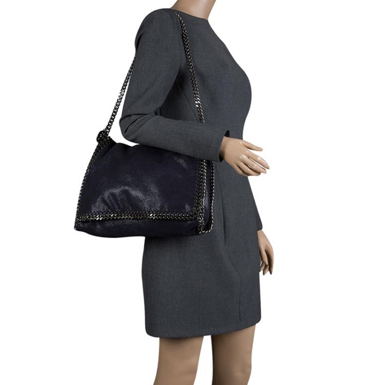 Pre Owned Stella McCartney Dark Blue Faux Leather Flap Shoulder Bag