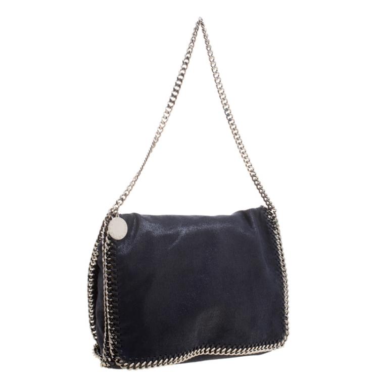 Pre Owned Stella McCartney Dark Blue Faux Leather Flap Shoulder Bag