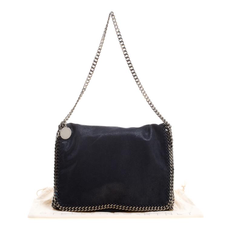 Pre Owned Stella McCartney Dark Blue Faux Leather Flap Shoulder Bag