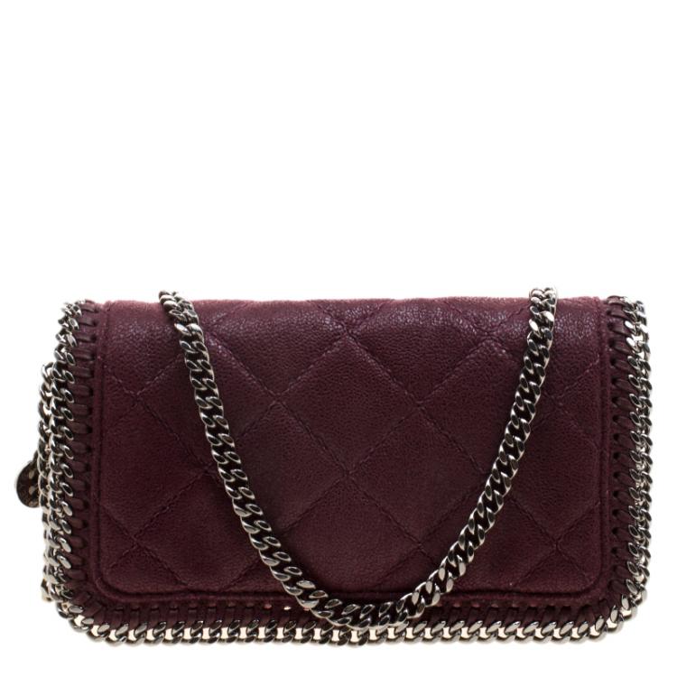 Pre Owned Stella McCartney Burgundy Faux Leather Falabella Crossbody Bag