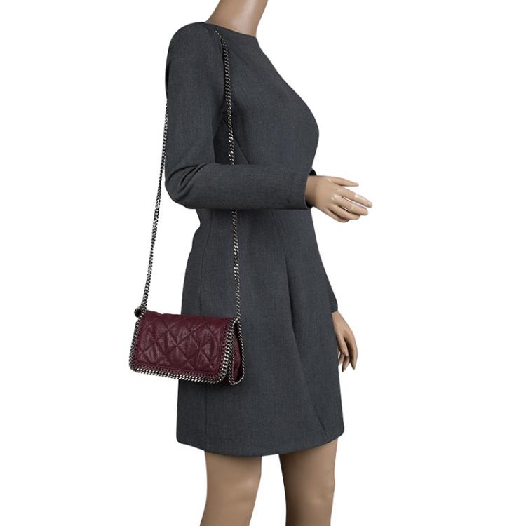 Pre Owned Stella McCartney Burgundy Faux Leather Falabella Crossbody Bag