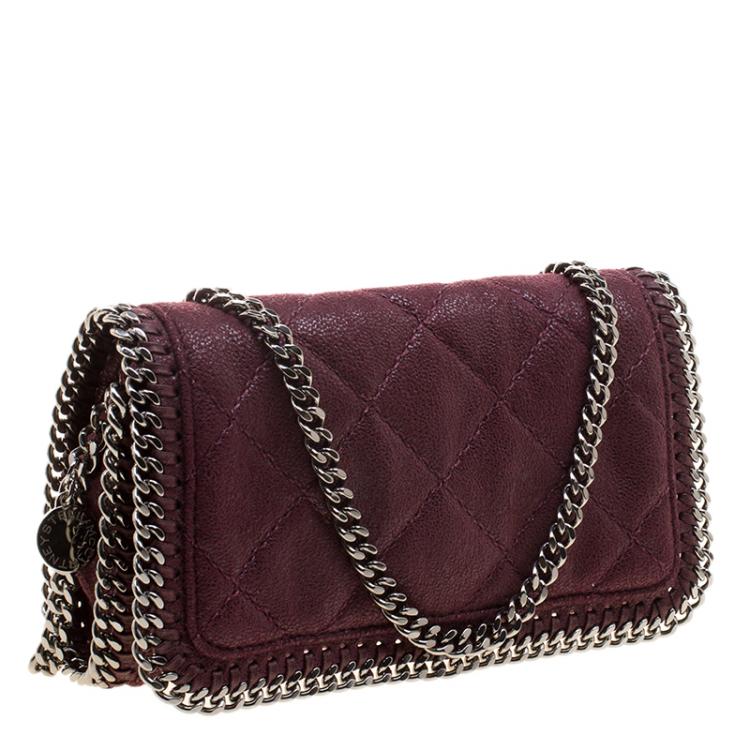 Pre Owned Stella McCartney Burgundy Faux Leather Falabella Crossbody Bag