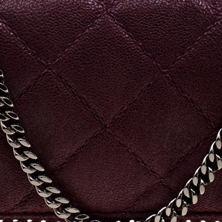 Pre Owned Stella McCartney Burgundy Faux Leather Falabella Crossbody Bag