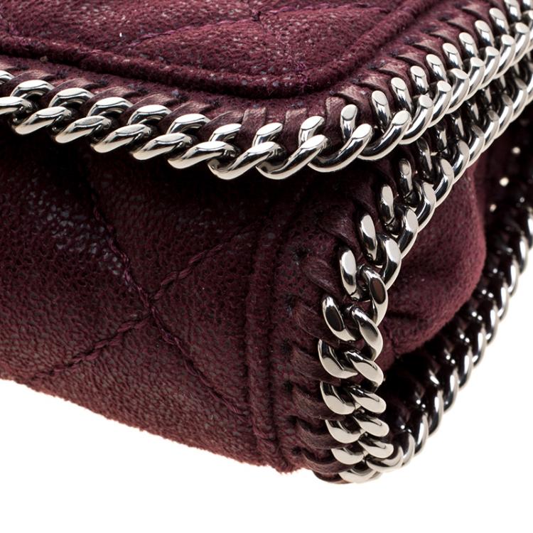 Pre Owned Stella McCartney Burgundy Faux Leather Falabella Crossbody Bag