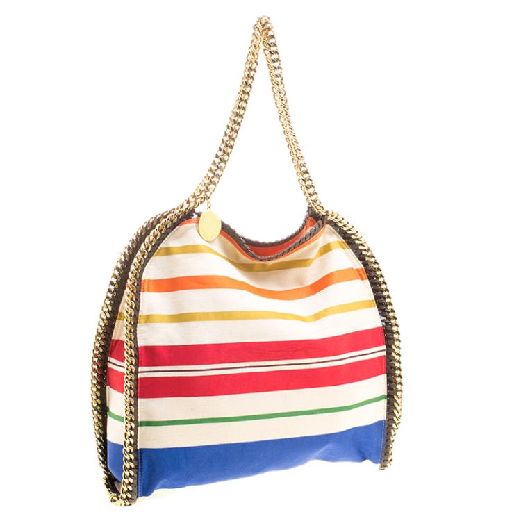 Pre Owned Stella McCartney Multicolor Striped Canvas Small Falabella Tote