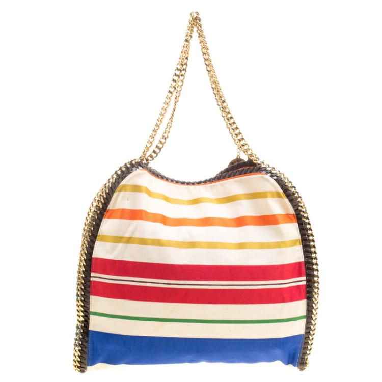 Pre Owned Stella McCartney Multicolor Striped Canvas Small Falabella Tote