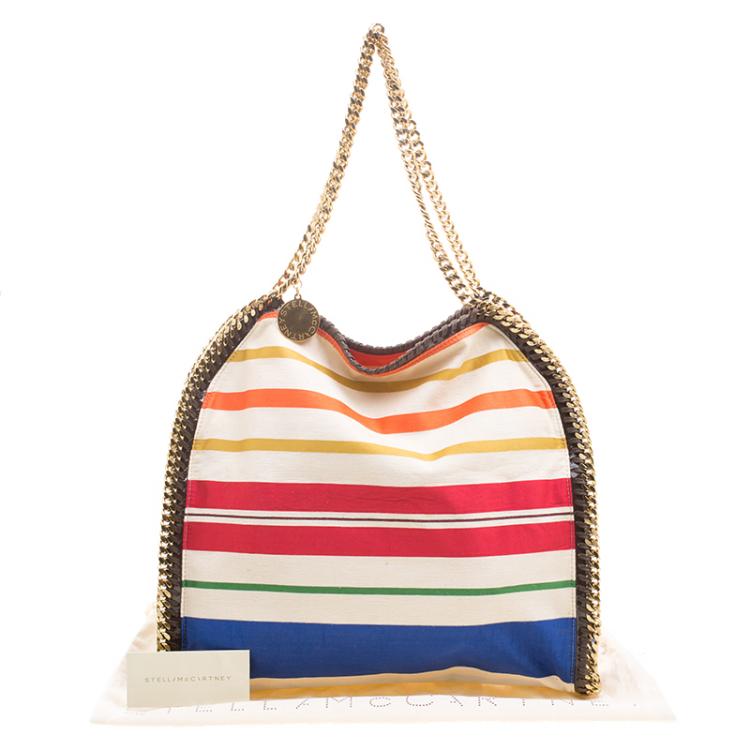 Pre Owned Stella McCartney Multicolor Striped Canvas Small Falabella Tote