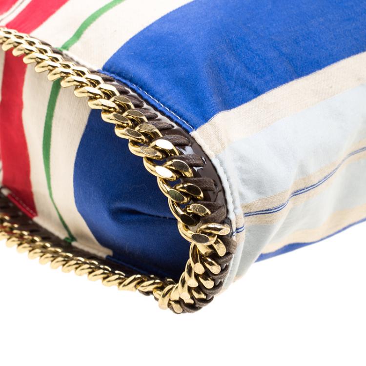 Pre Owned Stella McCartney Multicolor Striped Canvas Small Falabella Tote