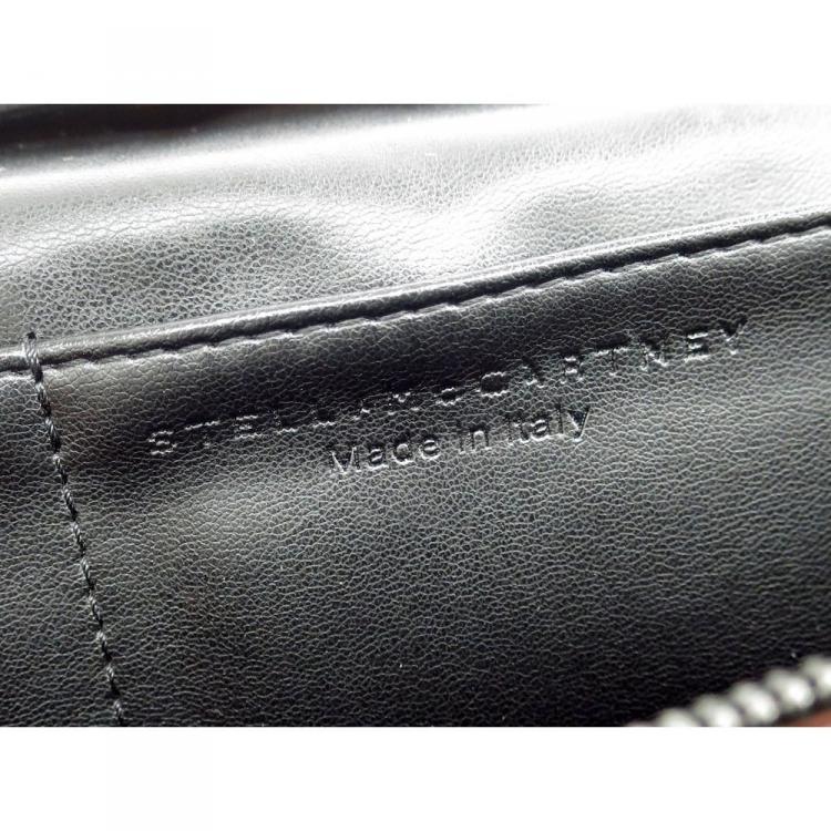 Pre Owned Stella McCartney Black Shaggy Deer Faux-Leather Falabella Continental Wallet