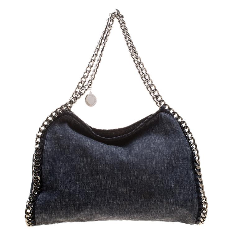 Pre Owned Stella McCartney Black Denim Falabella Shopper Tote