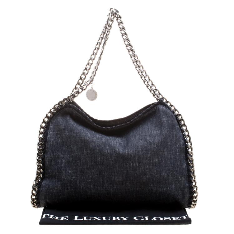 Pre Owned Stella McCartney Black Denim Falabella Shopper Tote