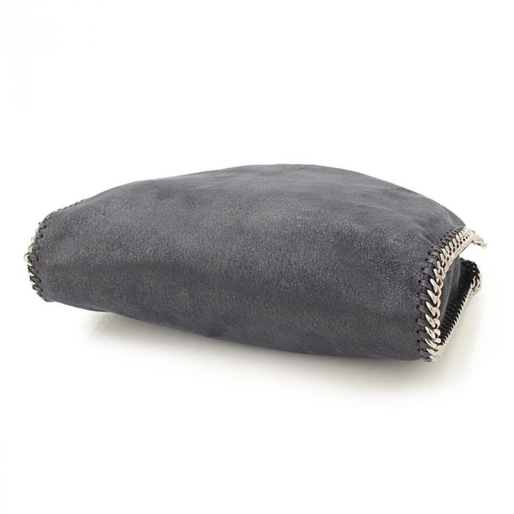 Pre Owned Stella McCartney Navy Shaggy Deer Faux-Leather Falabella Fold Over Tote