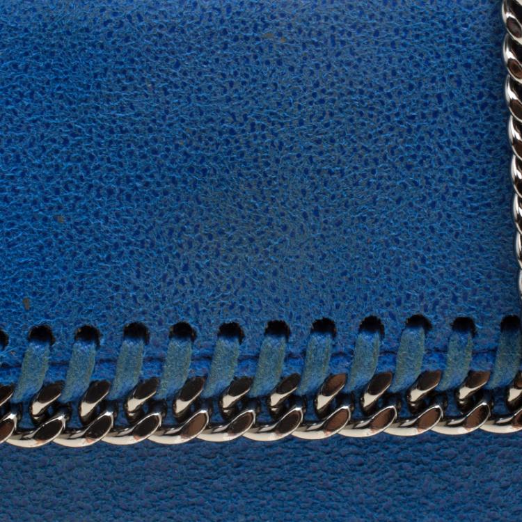 Pre Owned Stella McCartney Blue Faux Suede Falabella Phone Wallet On Chain