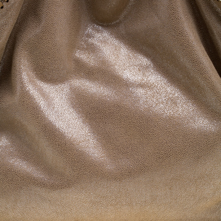 Pre Owned Stella McCartney Dark Beige Faux Leather Falabella Fold Over Tote