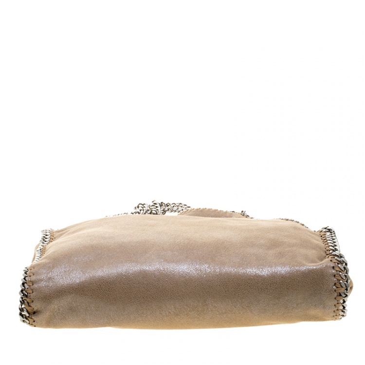 Pre Owned Stella McCartney Dark Beige Faux Leather Falabella Fold Over Tote