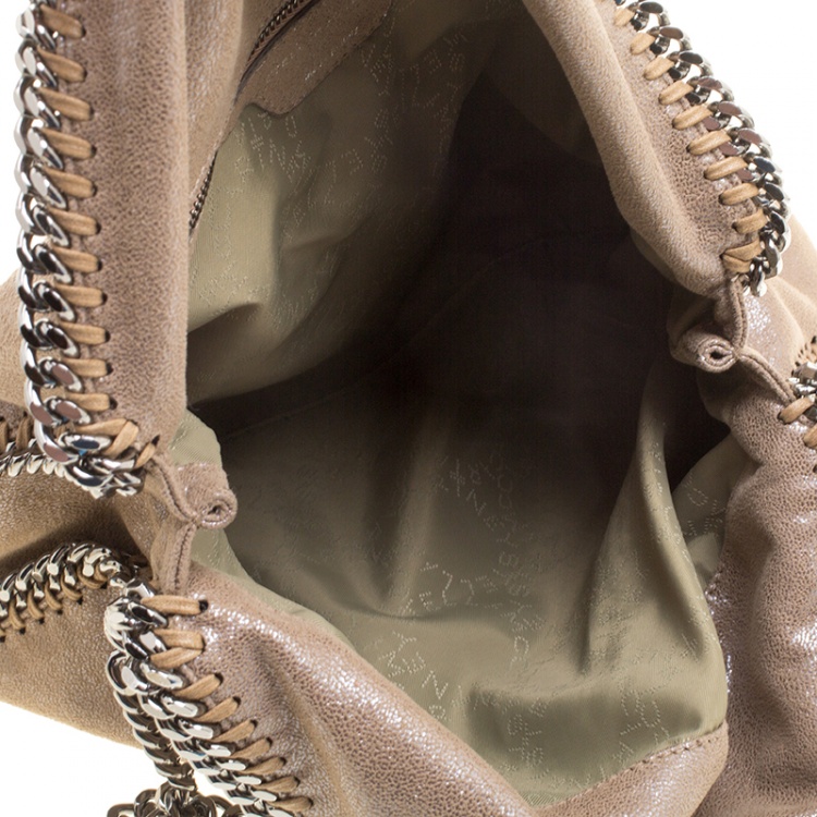Pre Owned Stella McCartney Dark Beige Faux Leather Falabella Fold Over Tote