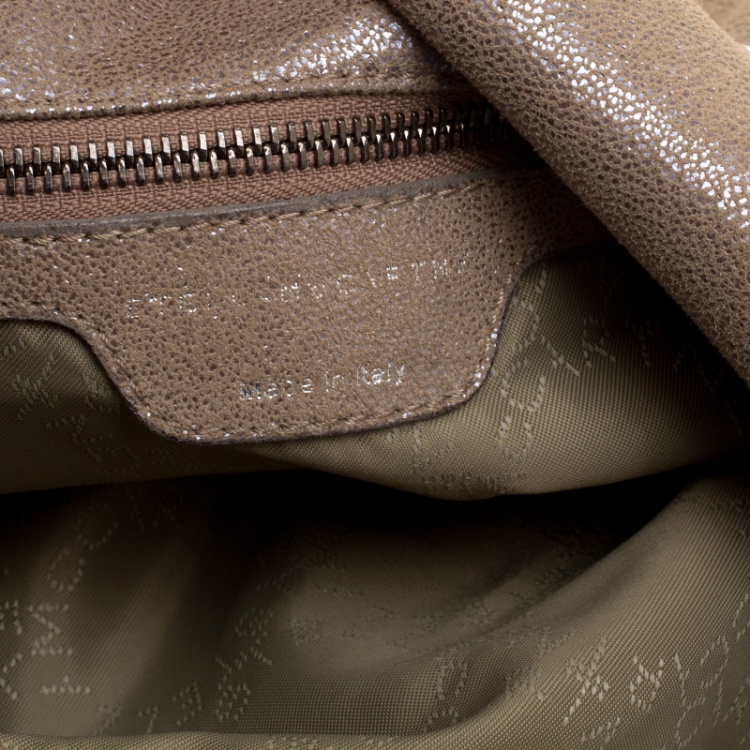 Pre Owned Stella McCartney Dark Beige Faux Leather Falabella Fold Over Tote