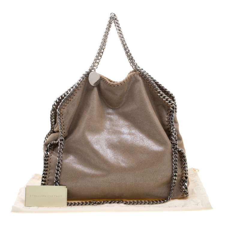 Pre Owned Stella McCartney Dark Beige Faux Leather Falabella Fold Over Tote