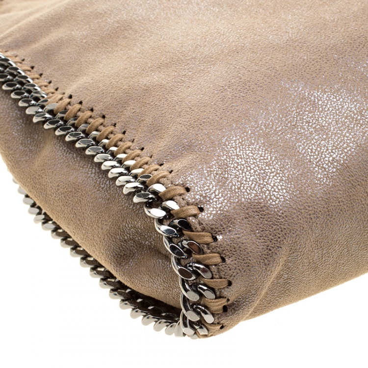 Pre Owned Stella McCartney Dark Beige Faux Leather Falabella Fold Over Tote