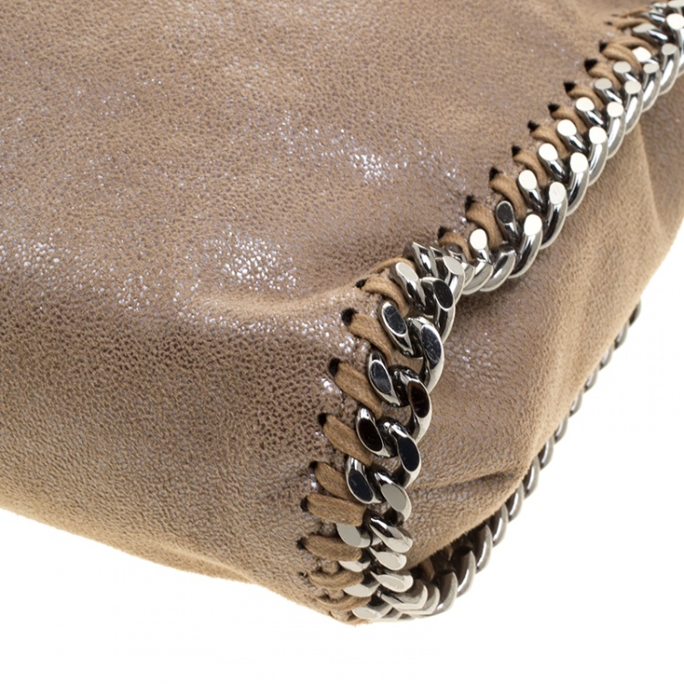Pre Owned Stella McCartney Dark Beige Faux Leather Falabella Fold Over Tote