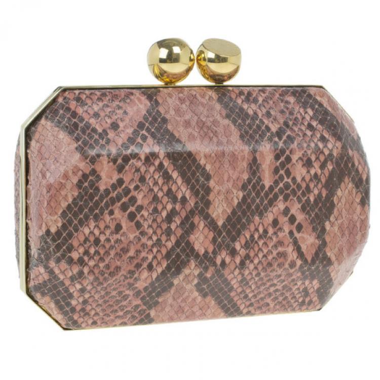 Pre Owned Stella McCartney Pink Faux Python Lucia Clutch
