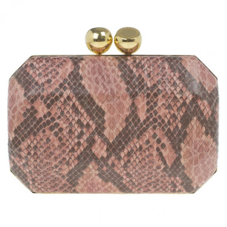 Pre Owned Stella McCartney Pink Faux Python Lucia Clutch