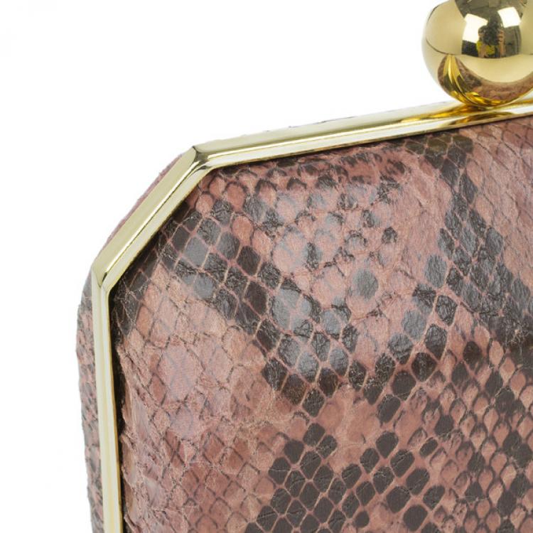 Pre Owned Stella McCartney Pink Faux Python Lucia Clutch