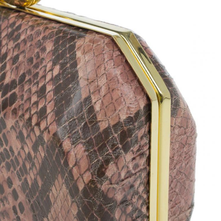 Pre Owned Stella McCartney Pink Faux Python Lucia Clutch