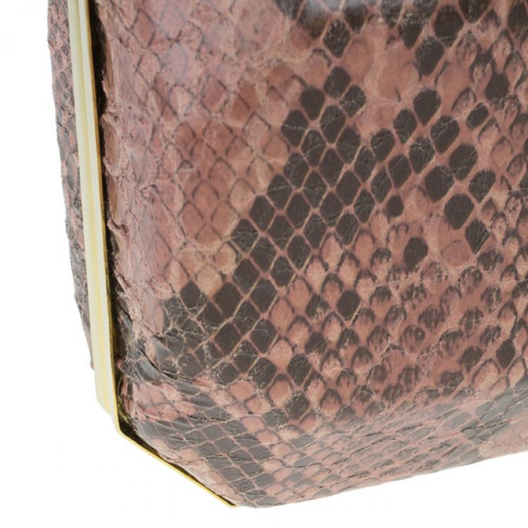 Pre Owned Stella McCartney Pink Faux Python Lucia Clutch