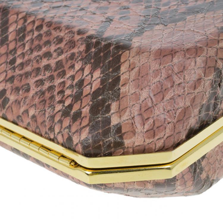Pre Owned Stella McCartney Pink Faux Python Lucia Clutch