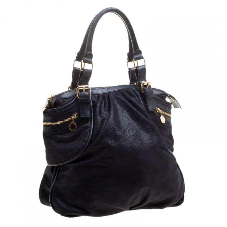 Pre Owned Stella McCartney Dark Blue Faux Suede Tote