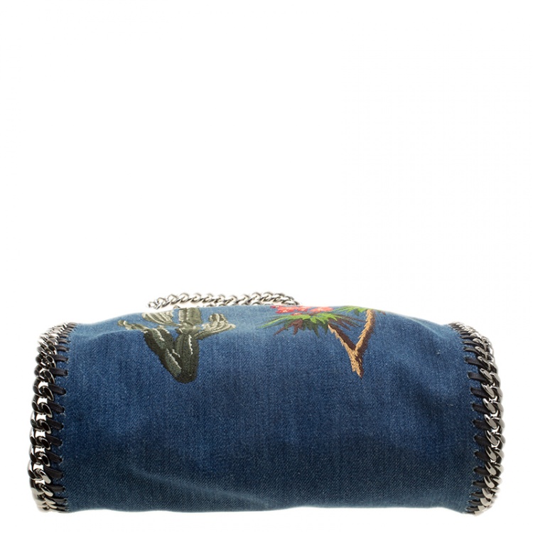 Pre Owned Stella McCartney Blue Denim Embroidered Mini Falabella Tote