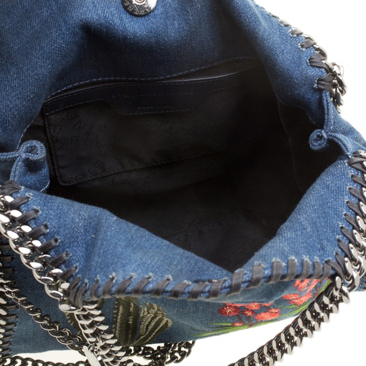 Pre Owned Stella McCartney Blue Denim Embroidered Mini Falabella Tote