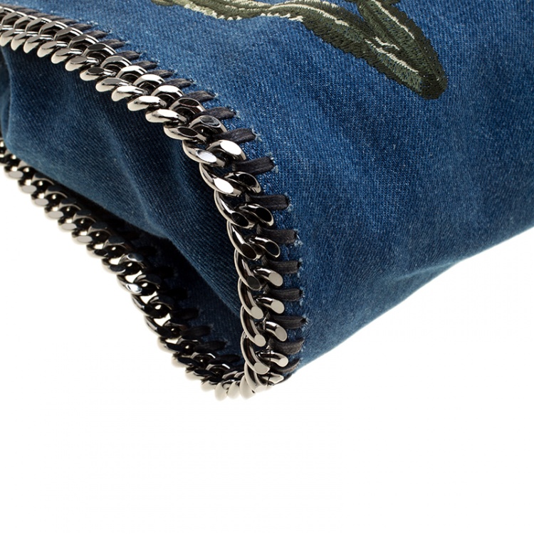Pre Owned Stella McCartney Blue Denim Embroidered Mini Falabella Tote