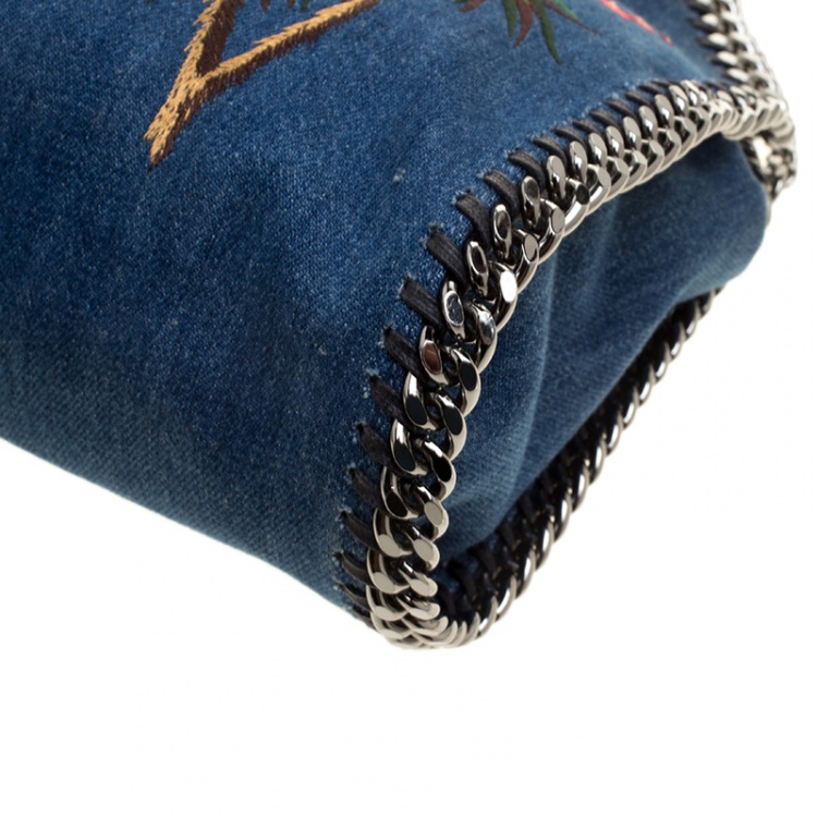 Pre Owned Stella McCartney Blue Denim Embroidered Mini Falabella Tote