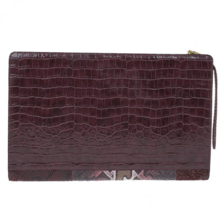 Pre Owned Stella McCartney Red Faux Leather Patchwork Oversized Waverley Clutch