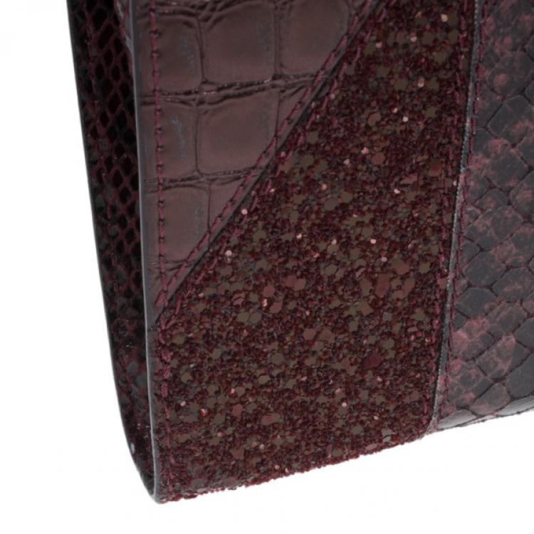 Pre Owned Stella McCartney Red Faux Leather Patchwork Oversized Waverley Clutch