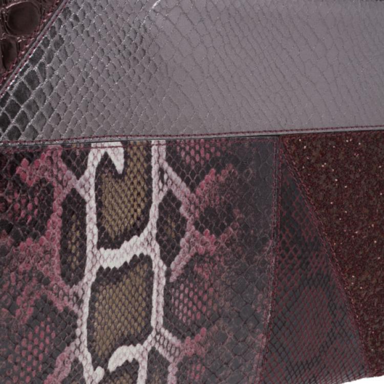 Pre Owned Stella McCartney Red Faux Leather Patchwork Oversized Waverley Clutch