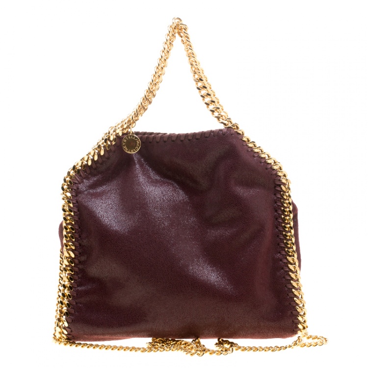 Pre Owned Stella McCartney Burgundy Faux Leather Mini Falabella Tote