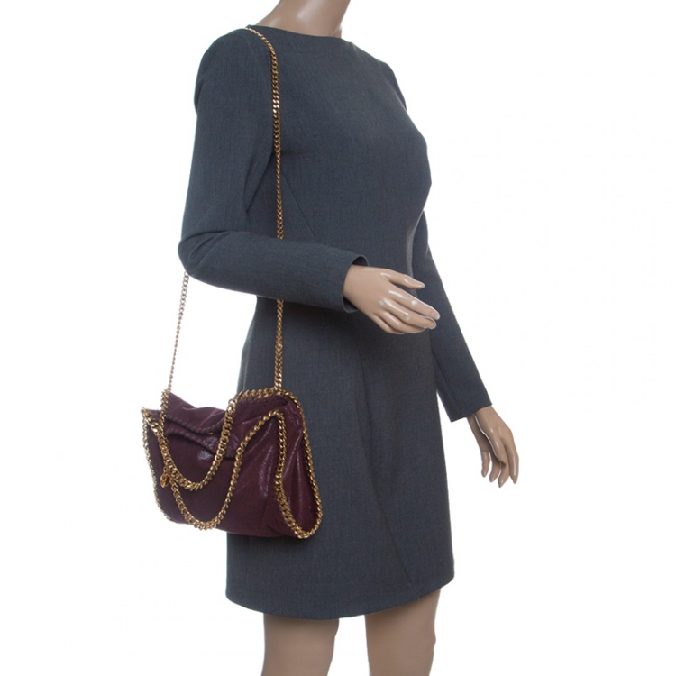 Pre Owned Stella McCartney Burgundy Faux Leather Mini Falabella Tote
