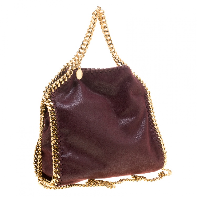 Pre Owned Stella McCartney Burgundy Faux Leather Mini Falabella Tote