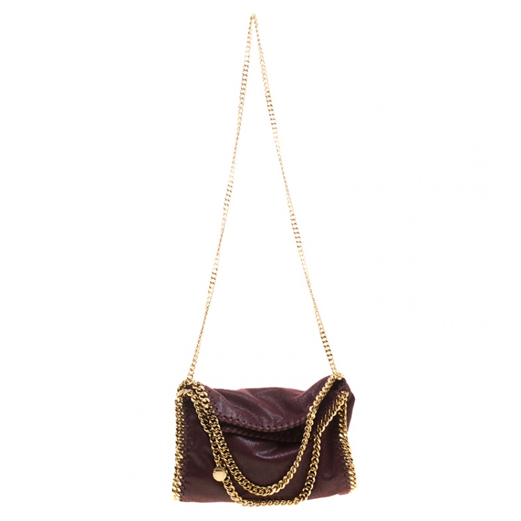 Pre Owned Stella McCartney Burgundy Faux Leather Mini Falabella Tote