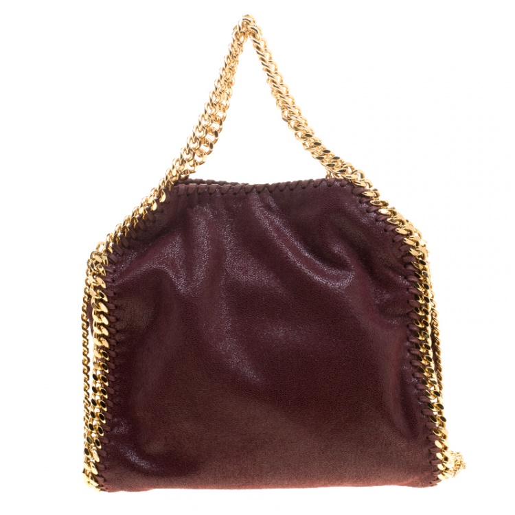 Pre Owned Stella McCartney Burgundy Faux Leather Mini Falabella Tote