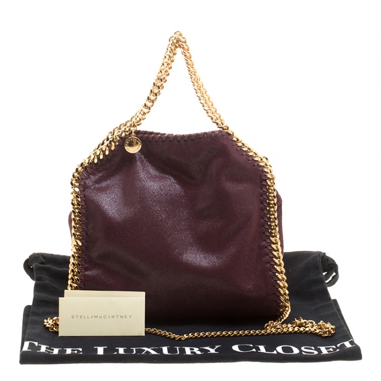 Pre Owned Stella McCartney Burgundy Faux Leather Mini Falabella Tote