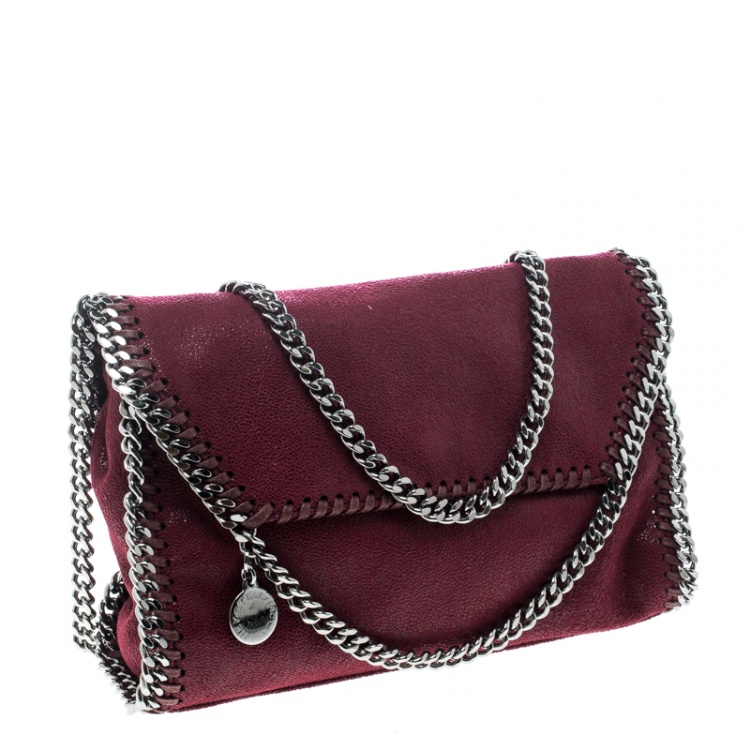 Pre Owned Stella McCartney Burgundy Faux Leather Falabella Shoulder Bag