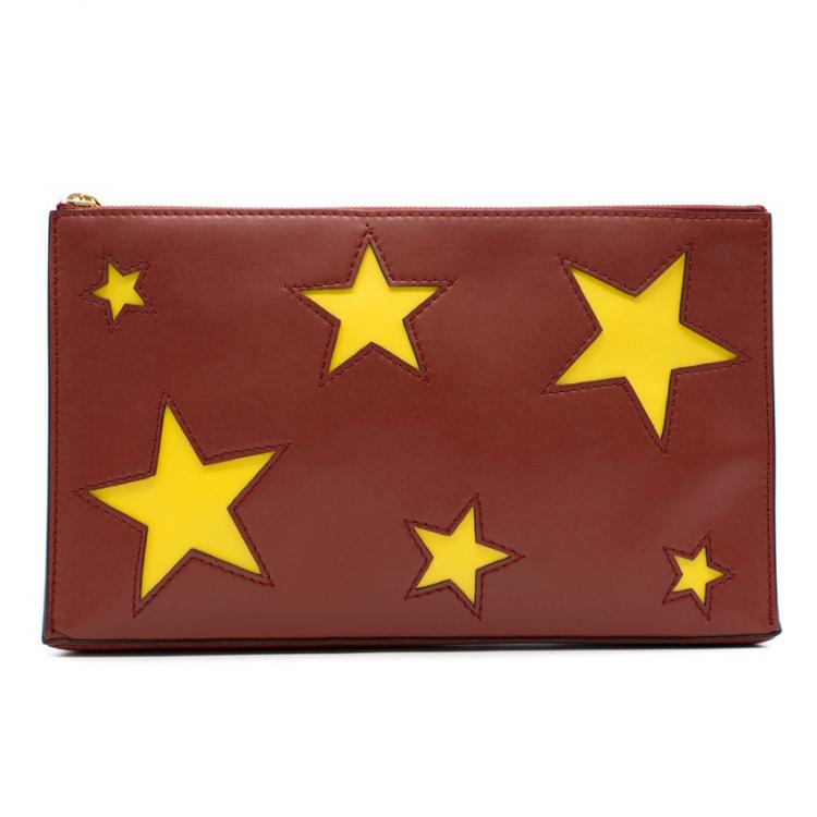 Pre Owned Stella McCartney Two Tone Leather Cavendish Stars Clutch