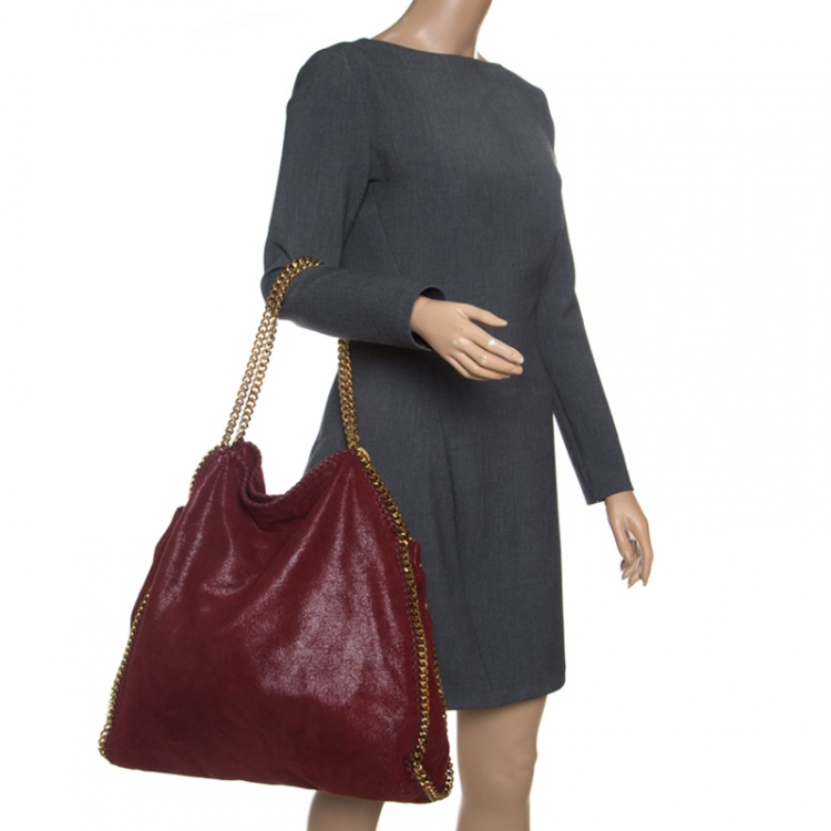 Pre Owned Stella McCartney Burgundy Faux Leather Large Falabella Tote